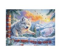 Chiot de Loup dans la Neige 500 Pieces Casse-tête Expert Confirmé en Carton sans Déformation Hiver, Neige et Briques Très Difficile Niveau Expert Jeu De Société Collection Cadeau Premium 500 PCS