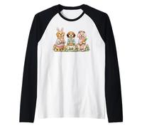Chiot de Pâques Mignon Trio Lapin Printemps Animal Vacances Art Manche Raglan