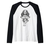 Chiot de Yoga Basset Hound, Chien Amusant, Pose d'arbre d'asanas Manche Raglan