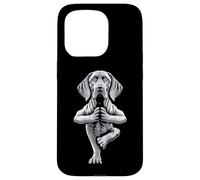 Chiot de Yoga Weimaraner, Chien Amusant, Pose d'arbre d'asanas Coque pour iPhone 15 Pro