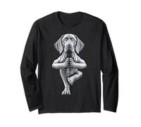 Chiot de Yoga Weimaraner, Chien Amusant, Pose d'arbre d'asanas Manche Longue
