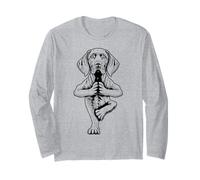 Chiot de Yoga Weimaraner, Chien Amusant, Pose d'arbre d'asanas Manche Longue