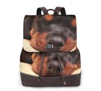 Chiot Doberman Chiens endormis Animaux de compagnie Chiens Doberman,Sac à dos imperméable pour femme, sac à dos de voyage léger en cuir PU tendance