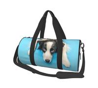 Chiot Drôle Chien Border Collie Fond Bleu, Sac de Voyage de Grande capacité, Sac à Main Rond, Sac de Voyage de Sport, fourre-Tout, Sac de Fitness