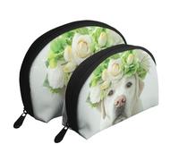 Chiot drôle de Labrador Retriever, Trousse de Maquillage Coquille Femme Petit Porte-Monnaie Trousse de Toilette Trousse à cosmétiques 2 pièces