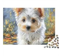Chiot Fond Automnal Puzzle 1000 Pièces Puzzle pour Adultes Papier Jeu de Puzzle 1000 Pièces Détente Famille Décoratif 38x26cm/1000pcs