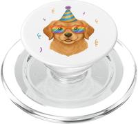 Chiot Golden Retriever Chapeau Fête Arc-en-Ciel PopSockets PopGrip pour MagSafe