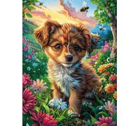 Chiot Golden Retriever dans Le Jardin de Fleurs Puzzles 1000 Pièces pour Adultes Educa Décoration Salon 3D Premium Activité De Famille Jeu De Réflexion Assemblage Amusant 1000 PCS