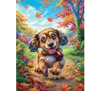 Chiot Golden Retriever dans Le Jardin de Fleurs Puzzles 500 Pièces pour Adultes Vision 3D Challenge Divertissant Créatif Famille Relaxation Art Décoration Moderne 500 PCS