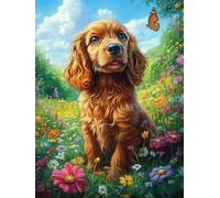 Chiot Golden Retriever dans le jardin fleuri 1000 Pièces Puzzle Personne Âgée En Carton Anti-Déchirure Animal de conte de fées d'accompagnement Facile Débutant Anti-Stress Thérapie Occupationnelle Cad
