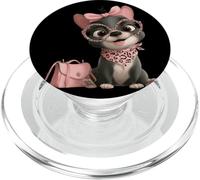 Chiot Gris Chien Rose Leopard Lunettes Girly Glam Graphic Sharp PopSockets PopGrip pour MagSafe