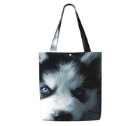 Chiot Husky,Sacs d'épicerie réutilisables, sacs fourre-tout de grande capacité, sac à bandoulière en toile