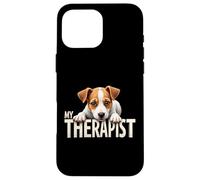 Chiot JRT drôle, Mon thérapeute, Chien Jack Russell Terrier Coque pour iPhone 16 Pro Max