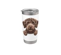 Chiot labradoodle mignon qui jette un coup d'œil Gobelet isotherme en acier inoxydable double paroi