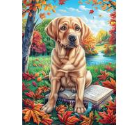 Chiot Labrador dans la forêt d'automne Puzzles 300 Pièces pour Adultes Educa Décoratif Artistique Challenge Difficile Relaxation Famille Assemblage Amusant 300 PCS