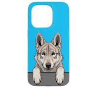 Chiot Loup tchécoslovaque drôle regardant Loup de Poche Coque pour iPhone 15 Pro