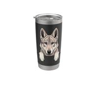 Chiot loup tchécoslovaque drôle regardant loup de poche Gobelet isotherme en acier inoxydable double paroi