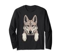 Chiot Loup tchécoslovaque drôle regardant Loup de Poche Manche Longue