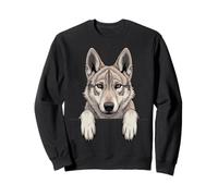 Chiot Loup tchécoslovaque drôle regardant Loup de Poche Sweatshirt
