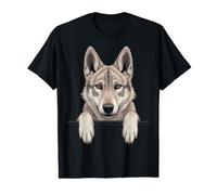 Chiot Loup tchécoslovaque drôle regardant Loup de Poche T-Shirt Graphique avec Valeur