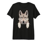 Chiot Loup tchécoslovaque drôle regardant Loup de Poche T-Shirt Haut de Gamme