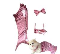 Chiot Merrmaid Outfit - Dog Cosplaay Costume | Outfit pour chats | COSTRO COSPPLAY DOGE Wiith Bow Headddband adapté pour le plaisir des vêtements pour chiens et des cosplay pour animaux