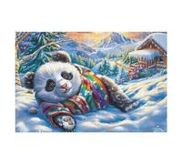 Chiot mignon dans le paysage enneigé 1000 Pièces Puzzle Amateur D'Art En Carton Anti-Déchirure Haute Qualité Bear Snow Cabin Difficile Niveau Expert Décoration Murale Idée Cadeau Anniversaire 1000 PCS