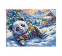 Chiot Mignon dans Le Paysage enneigé 500 Pièces Puzzle Créatif en Carton Anti-Déchirure Bear Snow Cabin Difficulté Moyenne Activité Manuelle Loisir Créatif Cadeau Fête des Mères Premium 500 PCS