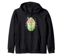 Chiot mignon dans une boisson matcha Kawaii Dog Dessert Art Sweat à Capuche