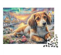 Chiot Noël 1000 Pieces Extra-Thick Cardboard Family Repose Animal Art Puzzle Educational Game Holiday Activity Gift for Puzzle Collectors 70x50cm/1000pcs