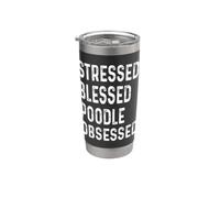 Chiot obsédé par le caniche stressé Gobelet isotherme en acier inoxydable double paroi