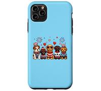 Chiot Patriotique Mignon USA Costumes Feux d'artifice célébration Coque pour iPhone 11 Pro Max