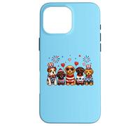 Chiot Patriotique Mignon USA Costumes Feux d'artifice célébration Coque pour iPhone 16 Pro Max