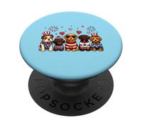Chiot Patriotique Mignon USA Costumes Feux d'artifice célébration PopSockets PopGrip Adhésif