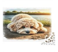 Chiot Paysage Rive Puzzle 1000 Pièces Puzzle pour Adultes Détente Focalisation Décoration Maison Cadeau 38x26cm/1000pcs