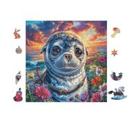 Chiot Phoque 100 Pieces Casse-tête Adulte en Carton sans Déformation Très Difficile Haute Difficulté Anti-Stress Décoration Murale Cadeau Noël Pas Cher 28x28cm