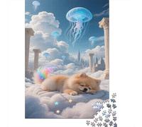 Chiot Poméranien Puzzle 1000 Pcs comme Un rêve Puzzle en Bois Jeu D'Intelligence Défi Jouet Décoration Moderne pour Adultes 1000pcs (75x50cm)