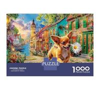Chiot Puzzle en Carton Corgi dans Une Ville colorée 1000 Pièces Carton Épais pour Débutants Résistant À La Déchirure Loisir Créatif Nouveau Modèle Réduit 38x26cm/1000pcs