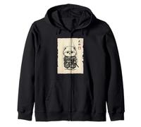 Chiot Samouraï Art Japonais Sumi-e Kawaii Drôle Sweat à Capuche