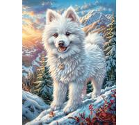 Chiot samoyède Blanc dans la Neige 300 Pièces Puzzle Adulte en Carton Anti-Déchirure Haute Qualité Paysages et Science-Fiction Très Difficile Anti-Stress Décoration Murale Cadeau Noël Qualité Premium