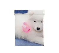 Chiot Samoyède Chiens Blancs Chiot avec Arc Furry, Sac de Rangement pour Femmes, Portefeuille supérieur à Presser, Petit Porte-Monnaie, Pochette de Changement