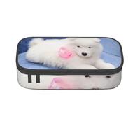 Chiot Samoyède Chiens Blancs Chiot avec Arc Furry, Trousse à Crayons, Trousse à Crayons, Trousse à Crayons de Grande capacité, Trousse à cosmétiques