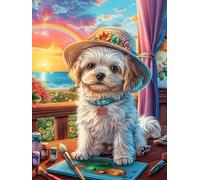 Chiot samoyède dans une pièce douillette 300 Pièces Puzzle Débutant En Carton Haute Densité Faune sauvage et animaux de compagnie Facile Apprentissage Anti-Stress Passe-Temps Cadeau Fête Des Mères Hau