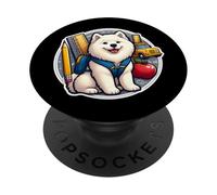 Chiot samoyède pour la rentrée scolaire PopSockets PopGrip Adhésif