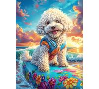 Chiot samoyède surfant sur une vague 500 Pieces Casse-tête Débutant En Carton Haute Qualité Faune sauvage et animaux de compagnie Facile Apprentissage Loisir Créatif Décoration Murale Cadeau Saint Val