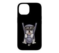 Chiot Schnauzer Miniature Amusant dans Un Porte-bébé. Amoureux des Chiens Coque pour iPhone 14
