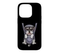 Chiot Schnauzer Miniature Amusant dans Un Porte-bébé. Amoureux des Chiens Coque pour iPhone 14 Pro