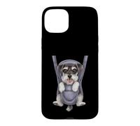 Chiot Schnauzer Miniature Amusant dans Un Porte-bébé. Amoureux des Chiens Coque pour iPhone 15 Plus