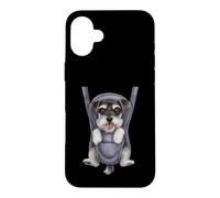 Chiot Schnauzer Miniature Amusant dans Un Porte-bébé. Amoureux des Chiens Coque pour iPhone 16 Plus