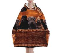 Chiot Shar Pei noir Petits chiens Chiot gris Animaux de compagnie,Sweat à capuche surdimensionné pour femme, sweat-shirt couverture, pull-over en flanelle